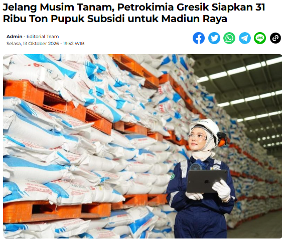 Jelang Musim Tanam, Petrokimia Gresik Siapkan 31 Ribu Ton Pupuk Subsidi untuk Madiun Raya