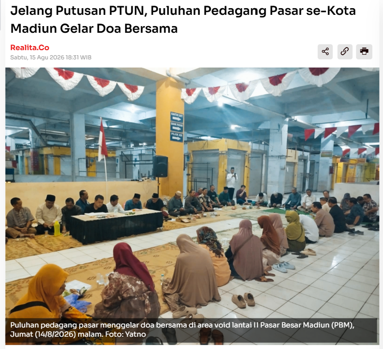 Jelang Putusan PTUN, Puluhan Pedagang Pasar se-Kota Madiun Gelar Doa Bersama