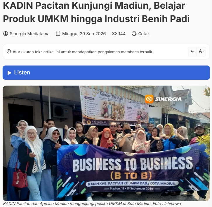 KADIN Pacitan Kunjungi Madiun, Belajar Produk UMKM hingga Industri Benih Padi