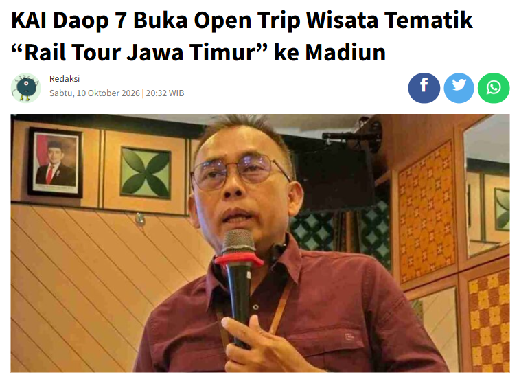 KAI Daop 7 Buka Open Trip Wisata Tematik “Rail Tour Jawa Timur” ke Madiun