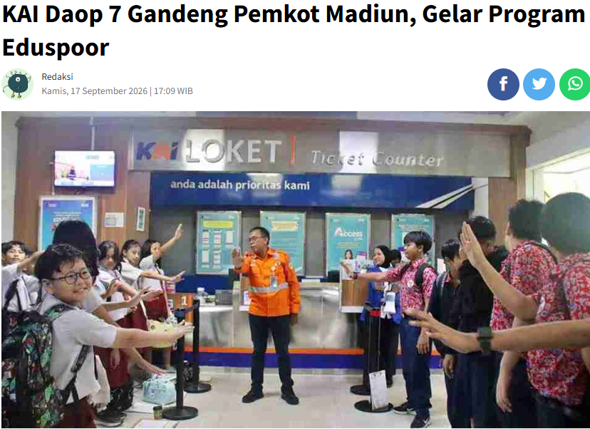 KAI Daop 7 Gandeng Pemkot Madiun, Gelar Program Eduspoor