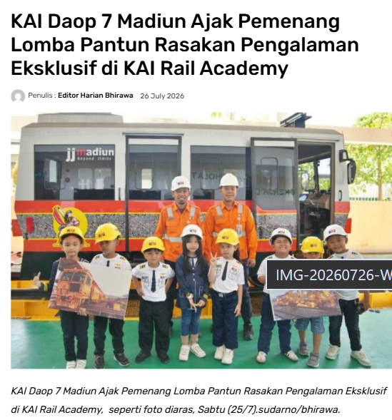 KAI Daop 7 Madiun Ajak Pemenang Lomba Pantun Rasakan Pengalaman Eksklusif di KAI Rail Academy