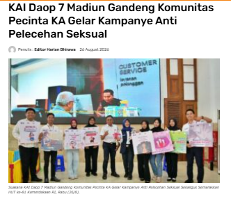 KAI Daop 7 Madiun Gandeng Komunitas Pecinta KA Gelar Kampanye Anti Pelecehan Seksual