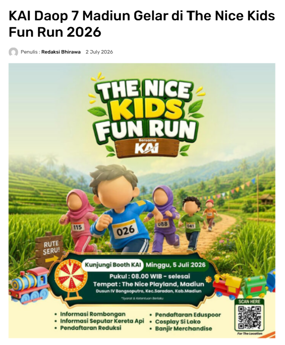 KAI Daop 7 Madiun Gelar di The Nice Kids Fun Run 2026