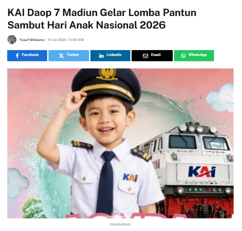 KAI Daop 7 Madiun Gelar Lomba Pantun Sambut Hari Anak Nasional 2026