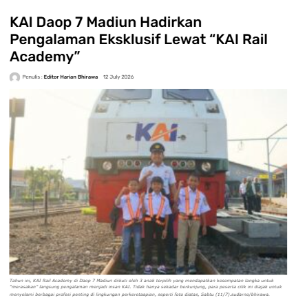 KAI Daop 7 Madiun Hadirkan Pengalaman Eksklusif Lewat "KAI Rail Academy"
