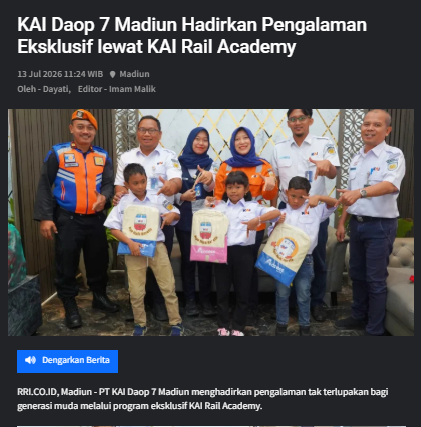KAI Daop 7 Madiun Hadirkan Pengalaman Eksklusif lewat KAI Rail Academy