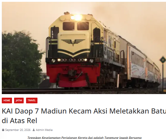 KAI Daop 7 Madiun Kecam Aksi Meletakkan Batu di Atas Rel
