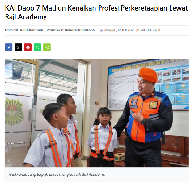 KAI Daop 7 Madiun Kenalkan Profesi Perkeretaapian Lewat Rail Academy