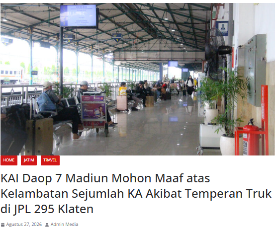 KAI Daop 7 Madiun Mohon Maaf atas Kelambatan Sejumlah KA Akibat Temperan Truk di JPL 295 Klaten
