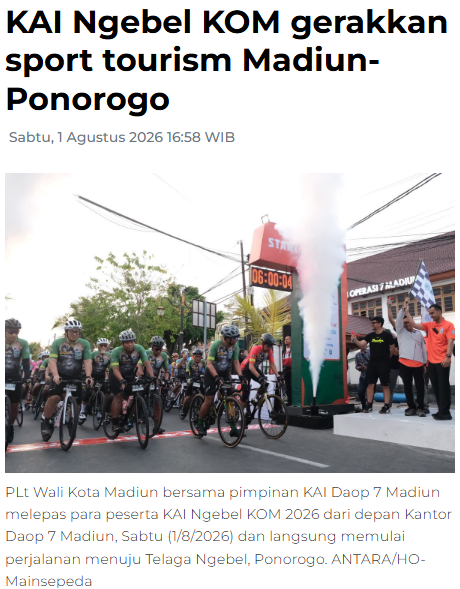 KAI Ngebel KOM gerakkan sport tourism Madiun-Ponorogo