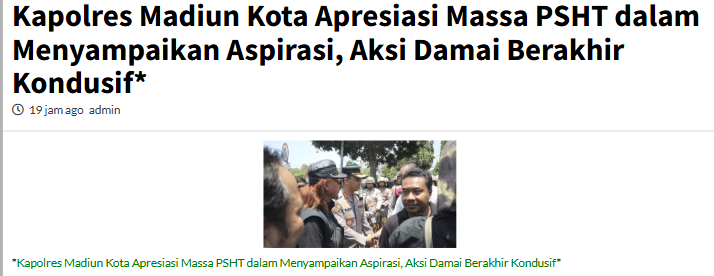 Kapolres Madiun Kota Apresiasi Massa PSHT dalam Menyampaikan Aspirasi, Aksi Damai Berakhir Kondusif