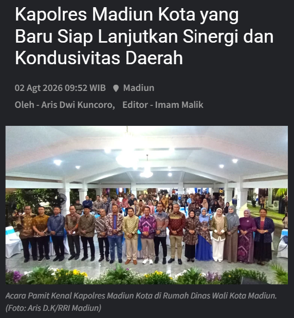 Kapolres Madiun Kota yang Baru Siap Lanjutkan Sinergi dan Kondusivitas Daerah
