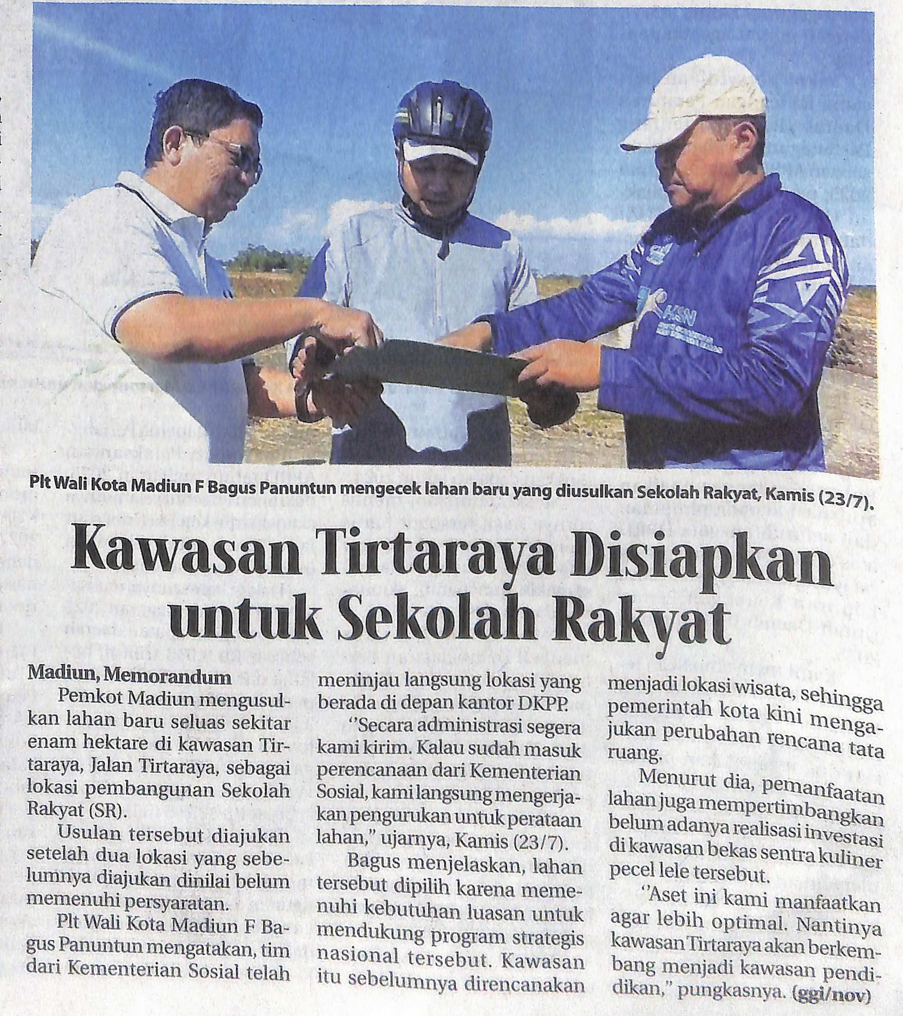 Kawasan Tirtaraya Disiapkan untuk Sekolah Rakyat