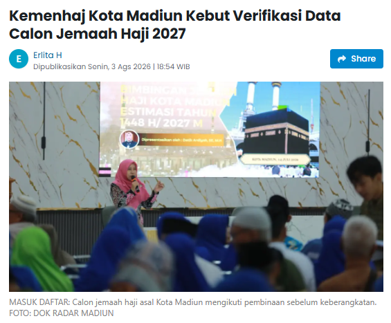 Kemenhaj Kota Madiun Kebut Verifikasi Data Calon Jemaah Haji 2027