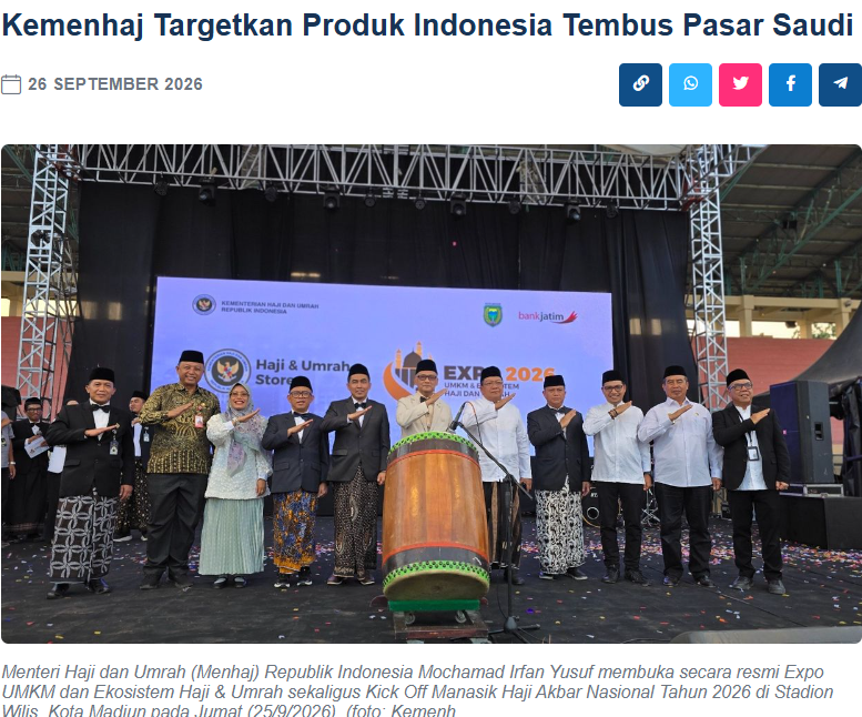 Kemenhaj Targetkan Produk Indonesia Tembus Pasar Saudi