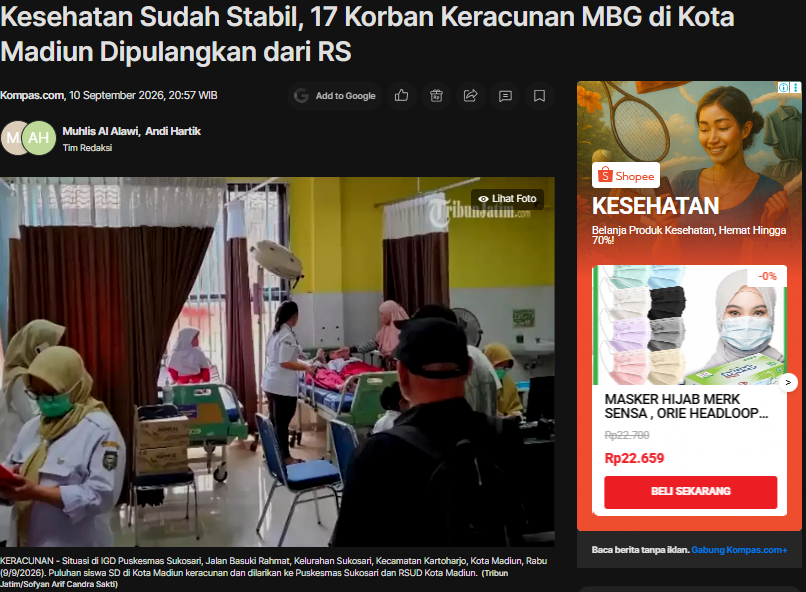 Kesehatan Sudah Stabil, 17 Korban Keracunan MBG di Kota Madiun Dipulangkan dari RS