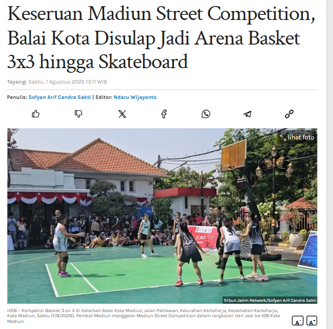 Keseruan Madiun Street Competition, Balai Kota Disulap Jadi Arena Basket 3x3 hingga Skateboard