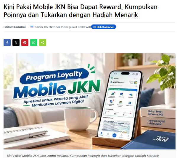 Kini Pakai Mobile JKN Bisa Dapat Reward, Kumpulkan Poinnya dan Tukarkan dengan Hadiah Menarik