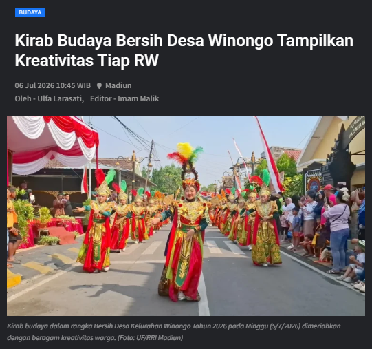 Kirab Budaya Bersih Desa Winongo Tampilkan Kreativitas Tiap RW