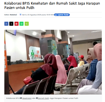 Kolaborasi BPJS Kesehatan dan Rumah Sakit Jaga Harapan Pasien untuk Pulih