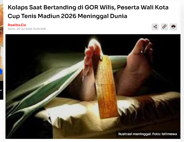 Kolaps Saat Bertanding di GOR Wilis, Peserta Wali Kota Cup Tenis Madiun 2026 Meninggal Dunia