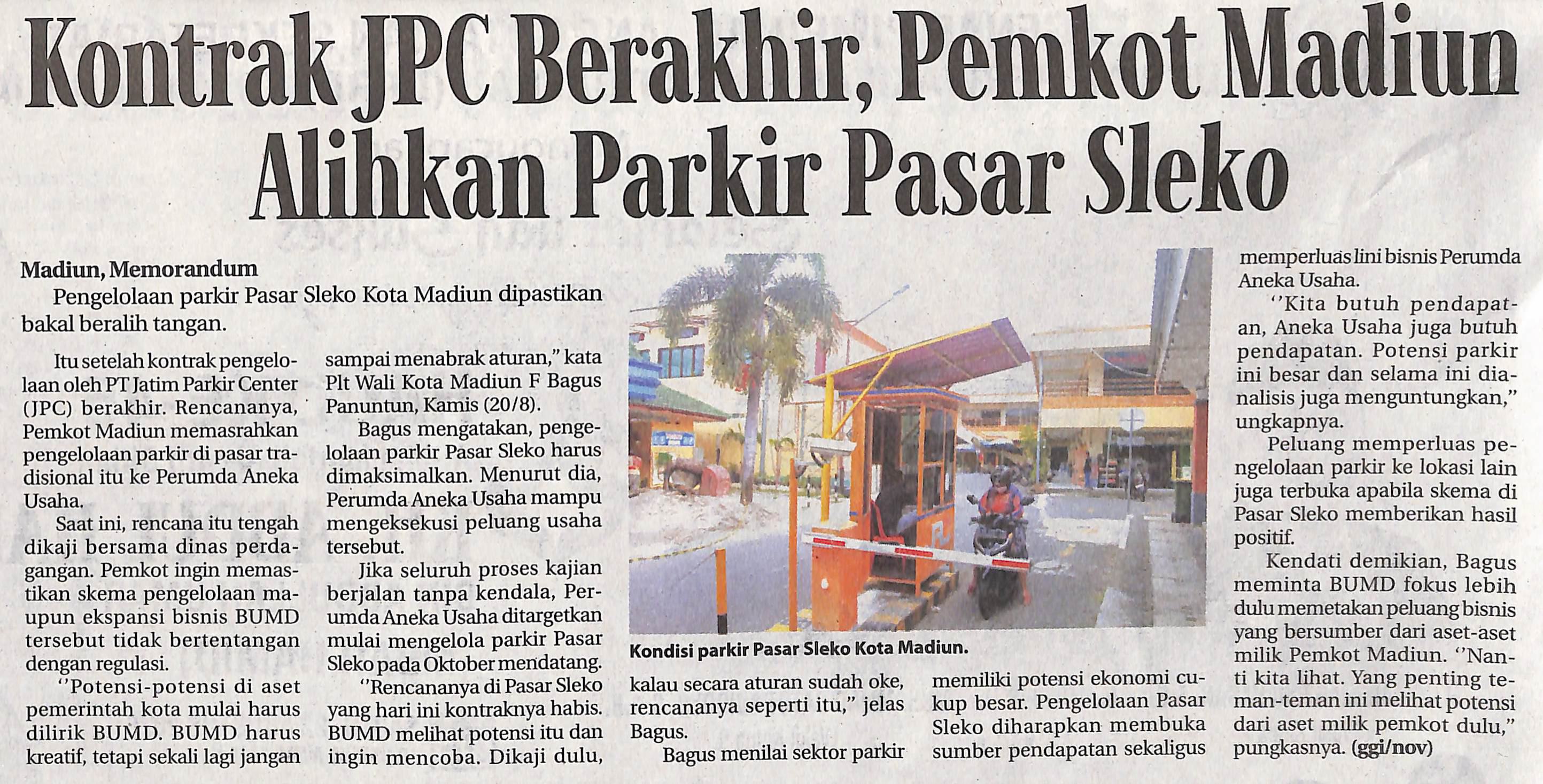Kontrak JPC Berakhir, Pemkot Madiun Alihkan Parkir Pasar Sleko