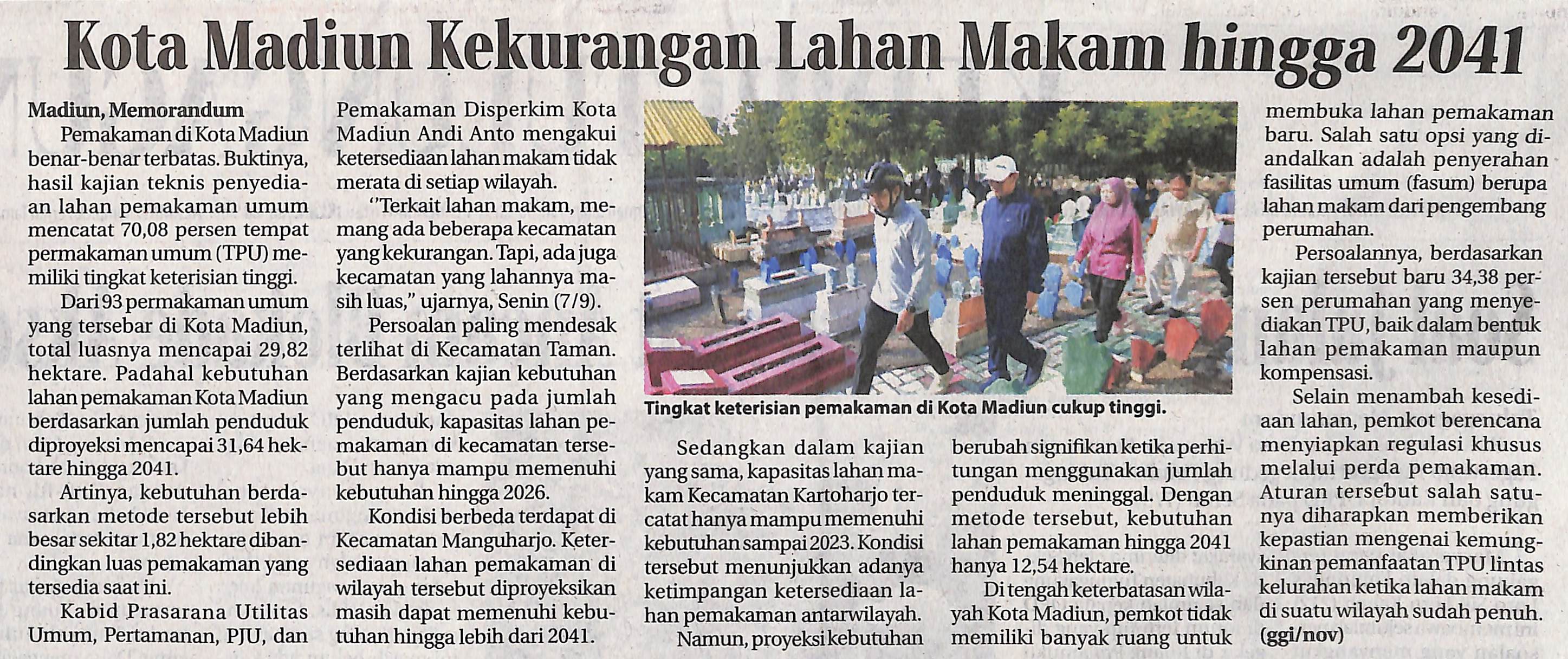 Kota Madiun Kekurangan Lahan Makam hingga 2041