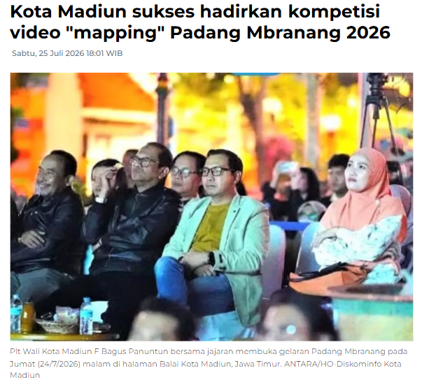 Kota Madiun sukses hadirkan kompetisi video "mapping" Padang Mbranang 2026