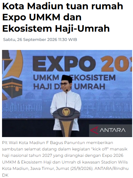 Kota Madiun tuan rumah Expo UMKM dan Ekosistem Haji-Umrah