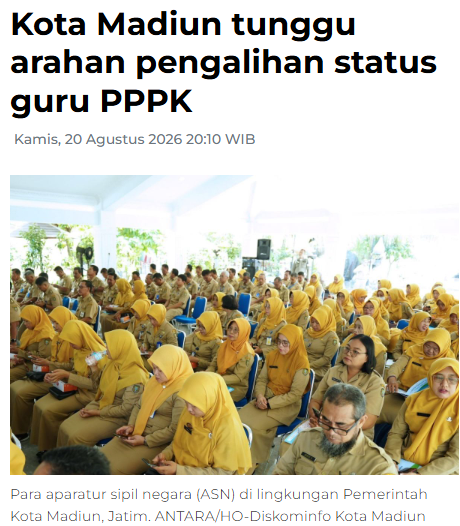 Kota Madiun tunggu arahan pengalihan status guru PPPK