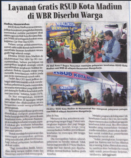 Layanan Gratis RSUD Kota Madiun di WBR Diserbu Warga
