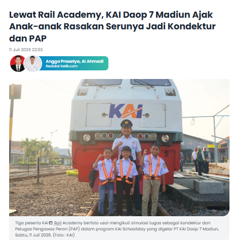 Lewat Rail Academy, KAI Daop 7 Madiun Ajak Anak-anak Rasakan Serunya Jadi Kondektur dan PAP