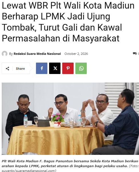 Lewat WBR Plt Wali Kota Madiun Berharap LPMK Jadi Ujung Tombak, Turut Gali dan Kawal Permasalahan di Masyarakat