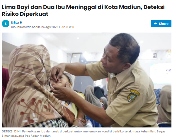 Lima Bayi dan Dua Ibu Meninggal di Kota Madiun, Deteksi Risiko Diperkuat
