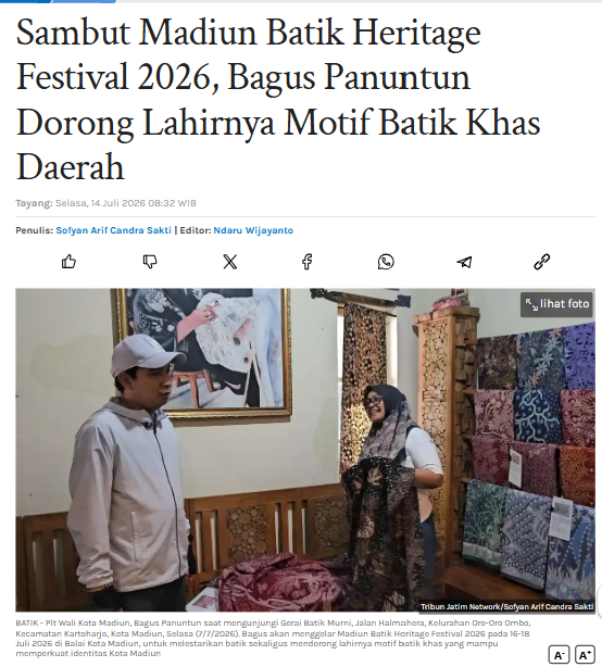 Madiun Batik Heritage Festival 2026 Targetkan Lahirnya Motif Khas Daerah