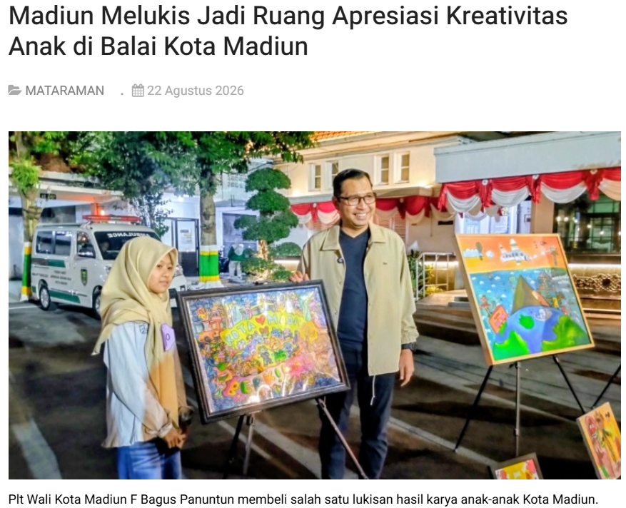Madiun Melukis Jadi Ruang Apresiasi Kreativitas Anak di Balai Kota Madiun