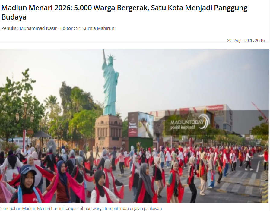 Madiun Menari 2026: 5.000 Warga Bergerak, Satu Kota Menjadi Panggung Budaya