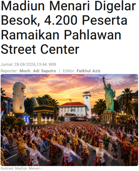 Madiun Menari Digelar Besok, 4.200 Peserta Ramaikan Pahlawan Street Center