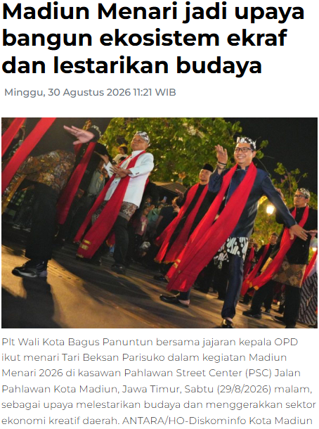 Madiun Menari jadi upaya bangun ekosistem ekraf dan lestarikan budaya