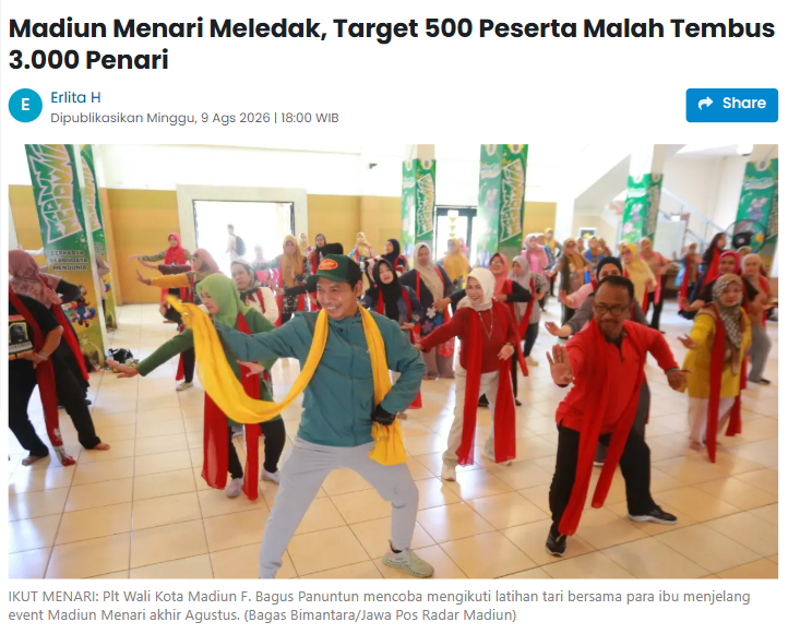 Madiun Menari Meledak, Target 500 Peserta Malah Tembus 3.000 Penari