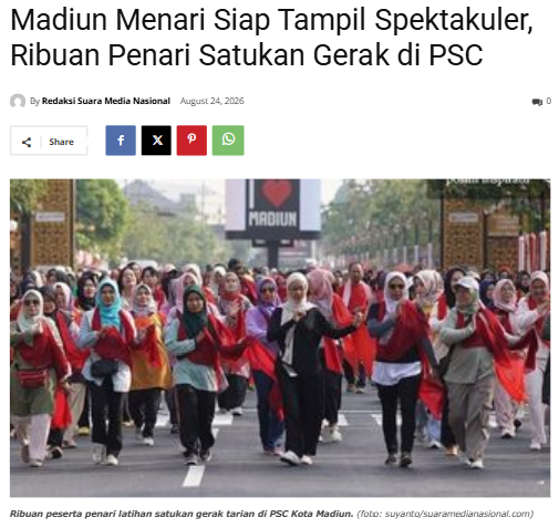 Madiun Menari Siap Tampil Spektakuler, Ribuan Penari Satukan Gerak di PSC