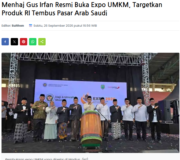 Menhaj Gus Irfan Resmi Buka Expo UMKM, Targetkan Produk RI Tembus Pasar Arab Saudi