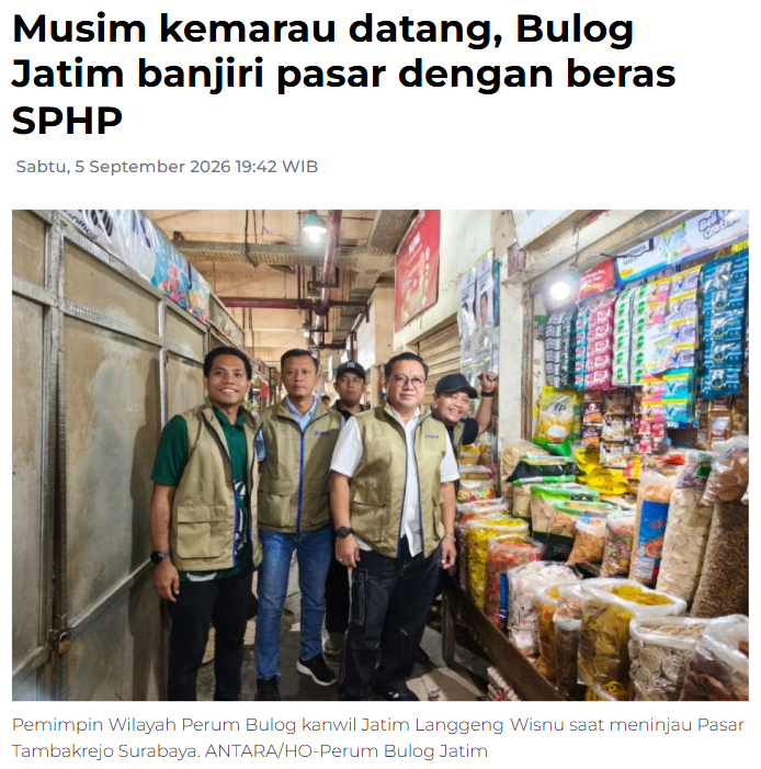 Musim kemarau datang, Bulog Jatim banjiri pasar dengan beras SPHP