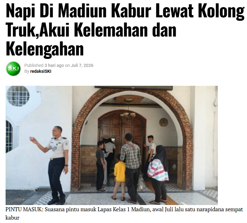 Napi Di Madiun Kabur Lewat Kolong Truk, Akui Kelemahan dan Kelengahan