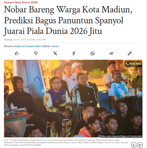 Nobar Bareng Warga Kota Madiun, Prediksi Bagus Panuntun Spanyol Juarai Piala Dunia 2026 Jitu