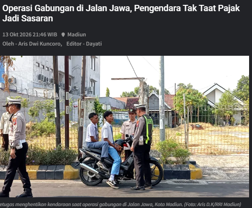 Operasi Gabungan di Jalan Jawa, Pengendara Tak Taat Pajak Jadi Sasaran