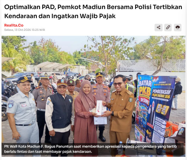 Optimalkan PAD, Pemkot Madiun Bersama Polisi Tertibkan Kendaraan dan Ingatkan Wajib Pajak
