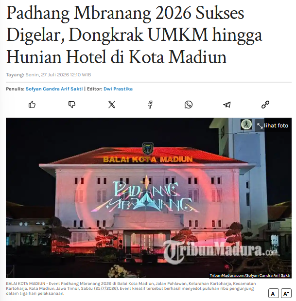 Padhang Mbranang 2026 Sukses Digelar, Dongkrak UMKM hingga Hunian Hotel di Kota Madiun