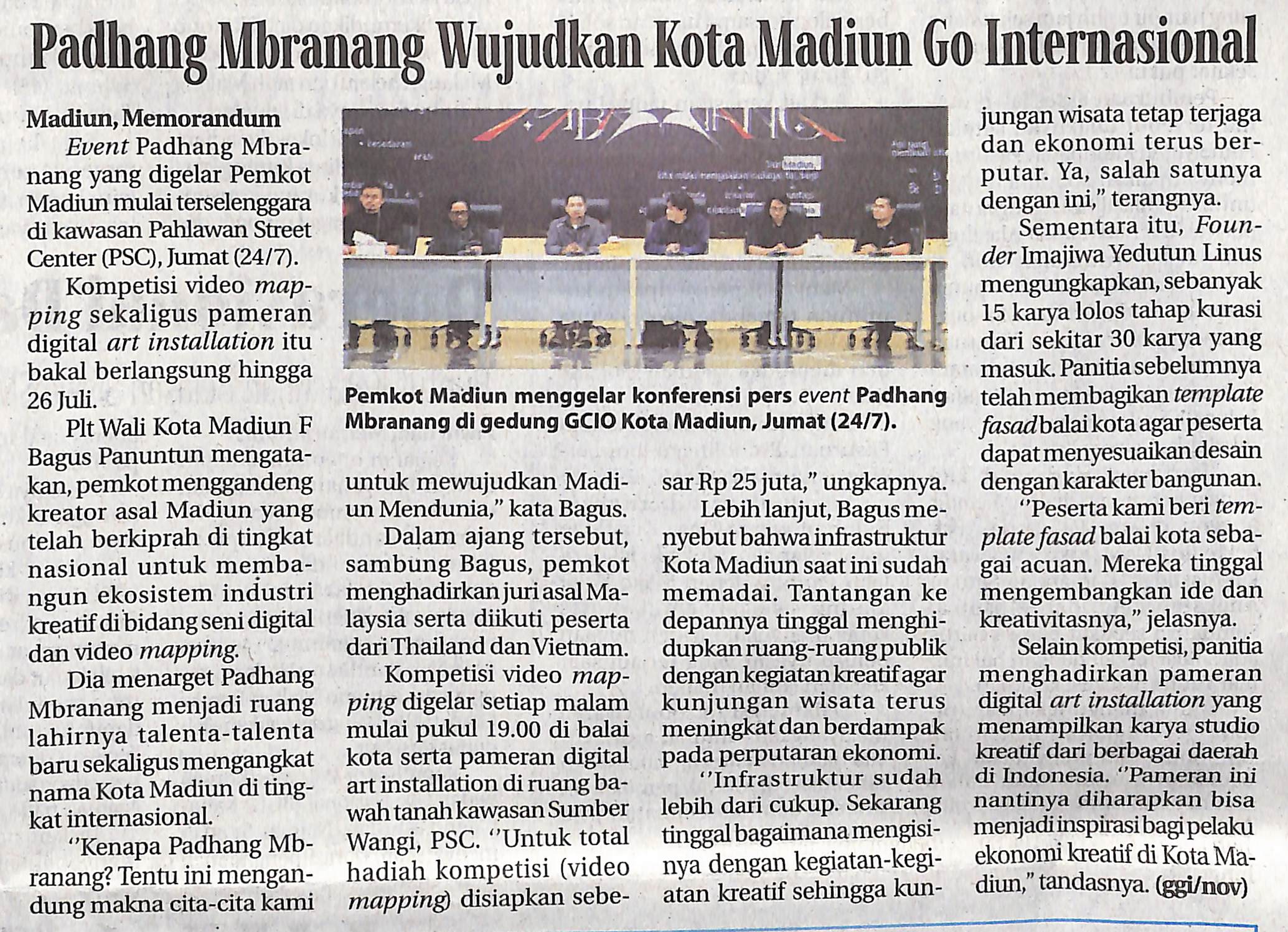 Padhang Mbranang Wujudkan Kota Madiun Go Internasional
